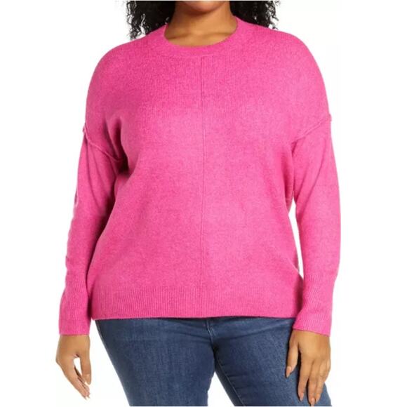 VINCE CAMUTO Pink Center Seam Paradox Crew Neck Sweater Size L - Picture 1 of 7